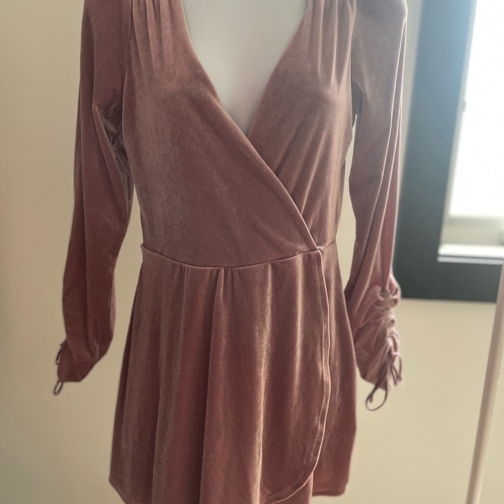Urban Outfitters Mauve Velvet Wrap Jumpsuit